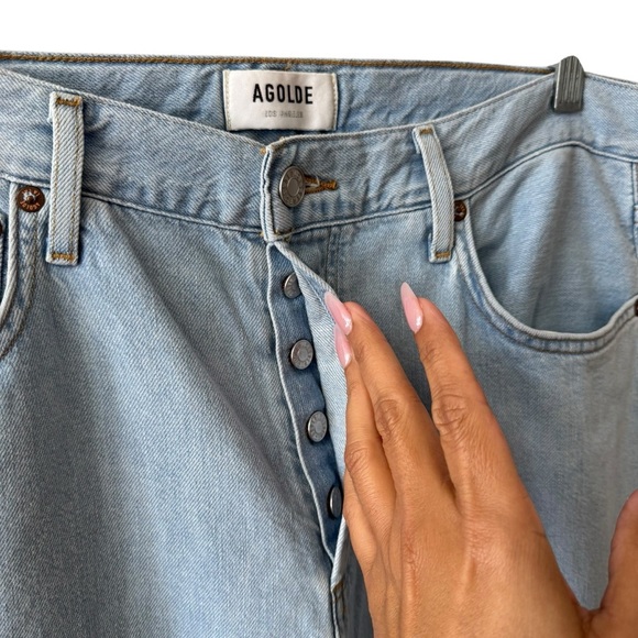 AGOLDE Parker Jeans in Pivot Size 30 Relaxed Straight Leg Denim Crop Button Fly - Picture 5 of 12